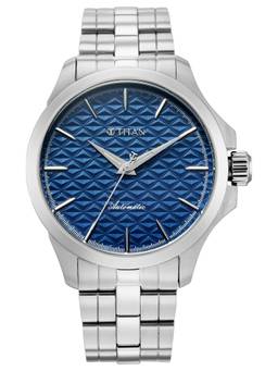Titan - Infinium Automatic Analog 3 Blue Round Dial Watch ( 10077SM01 ) (M)