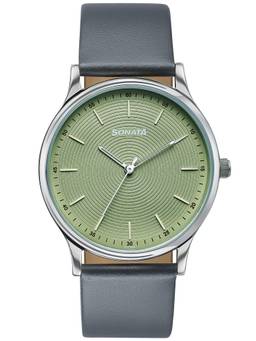 Sonata - Aspire Quartz Analog Green Round Dial Watch ( 77105SL26W ) (M)