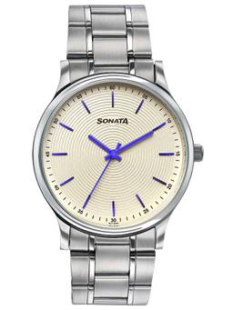 Sonata - Aspire Quartz Analog Off White Round Dial Watch ( 77105SM31W ) (M)