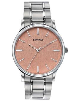 Sonata - Aspire Quartz Analog Pink Round Dial Watch ( 77105SM33W ) (M)