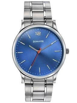 Sonata - Aspire Quartz Analog Blue Round Dial Watch ( 77105SM34W ) (M)