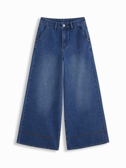 Cider - Denim Low Rise Solid Pocket Baggy Jeans