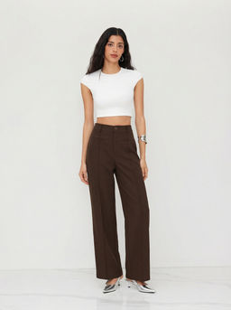 Cider - Mid Rise Pleated Straight Leg Trousers