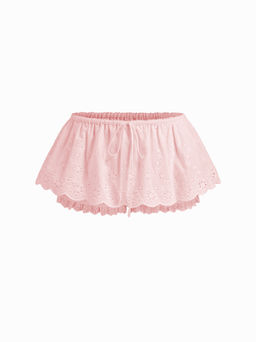 Cider - Cotton Low-Rise Broderie Anglaise Bubble Hem Micro Skort for Women