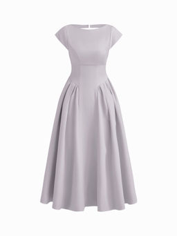 Cider - Boat Neck Cut Out Backless Ruffle Maxi Dress