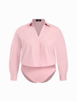 Cider - Cotton Collar Shirt Bodysuit Curve & Plus