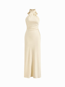 Cider - Backless Halter Neck Split Maxi Dress