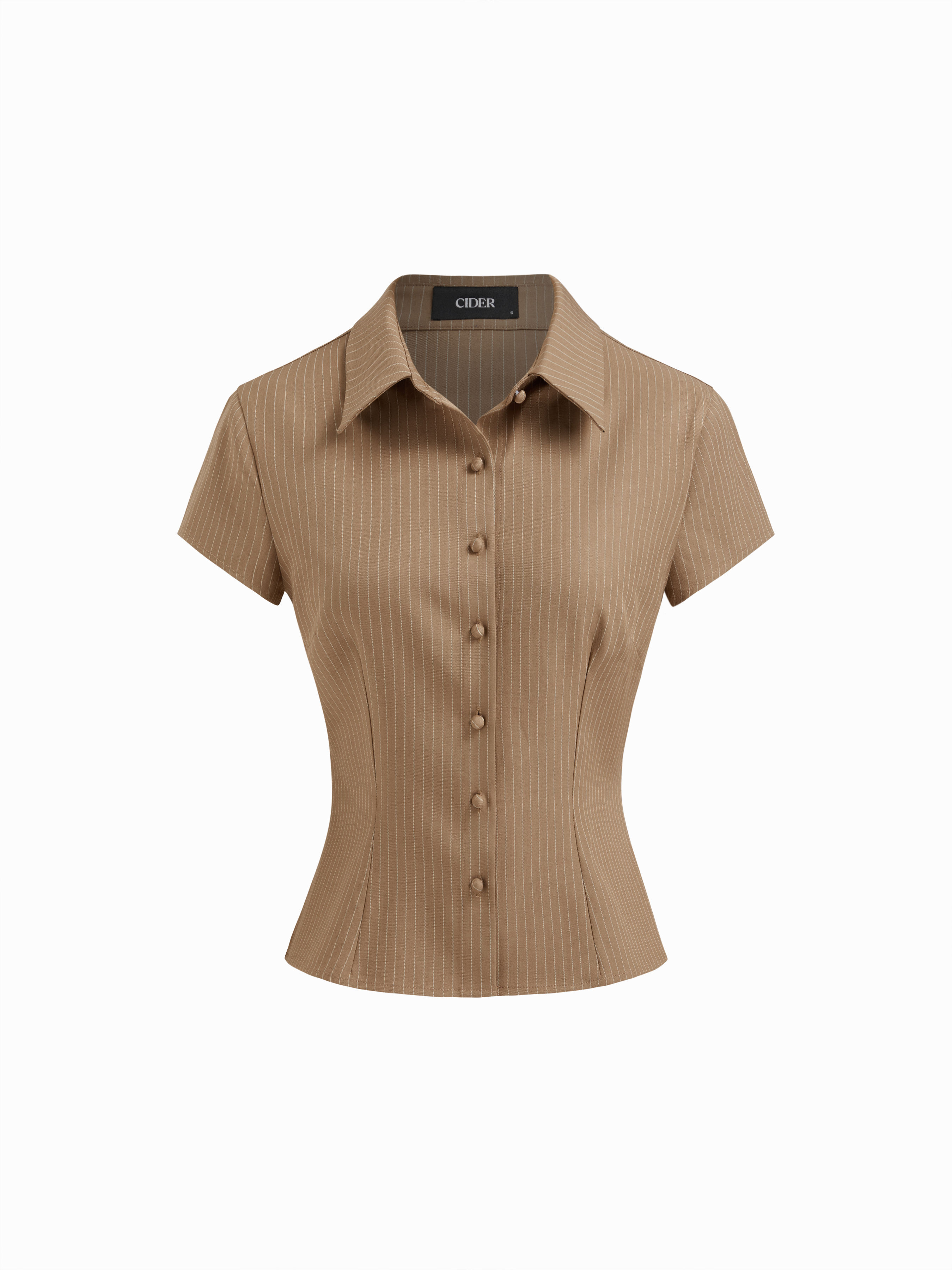 cider Collar Stripe Short Sleeve Shirt-picture-10