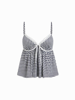Cider - V-neck Polka Dot Contrasting Binding Cami Top