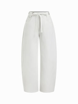 Cider - Cotton-blend Mid Rise Striped Drawstring Barrel-leg Trousers