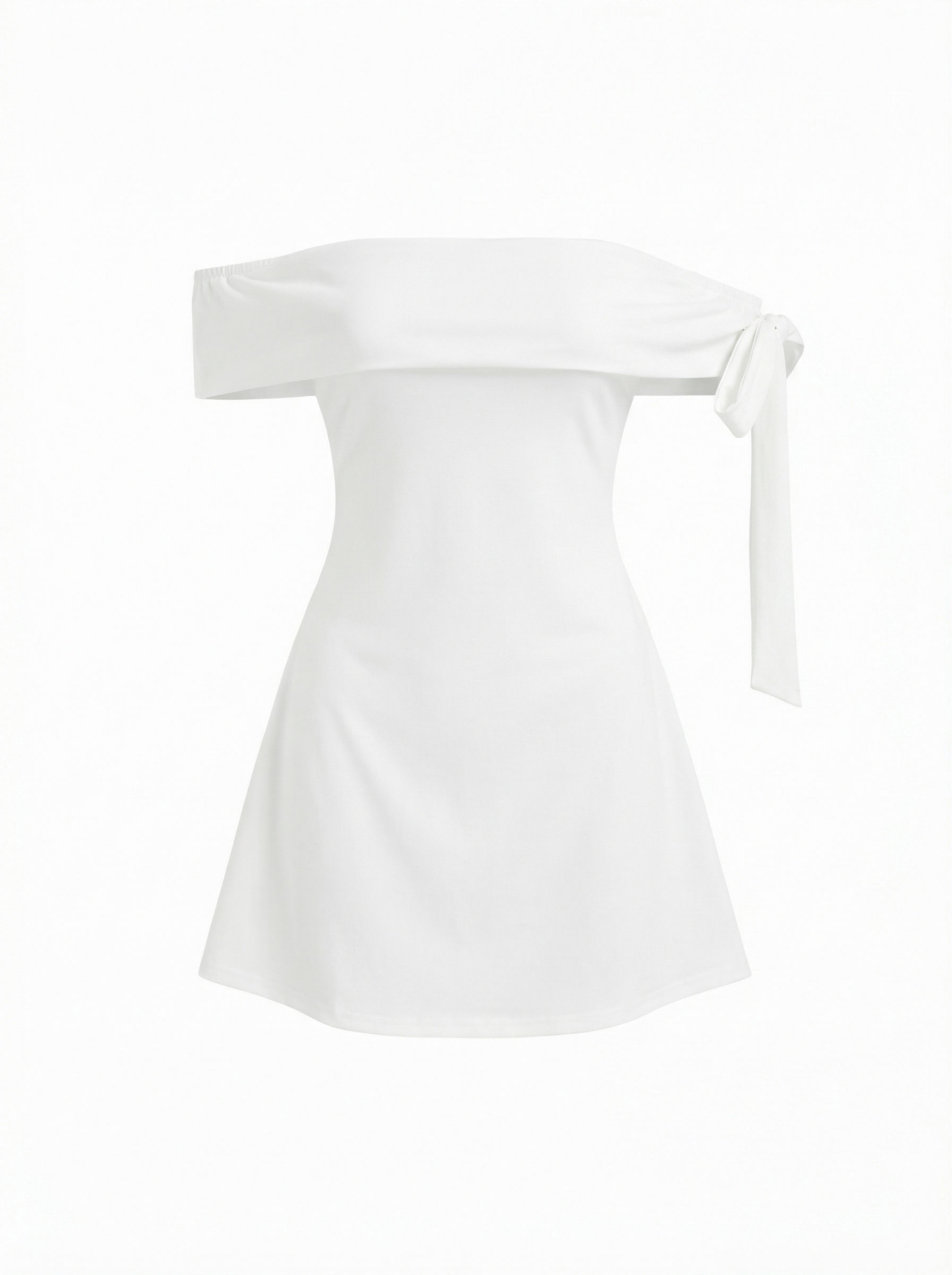cider Jersey Off-shoulder Short Sleeve Bowknot Mini Dress-picture-13