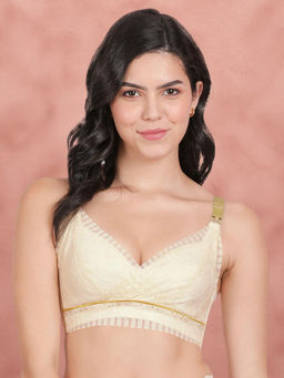 Shyaway - Shyle Light Cream Front Lace Overlap Strap Open Nursing Bra