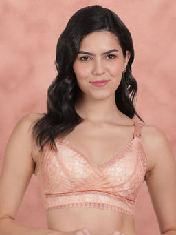 Shyaway - Shyle Light Salmon Front Lace Overlap Strap Open Nursing Bra