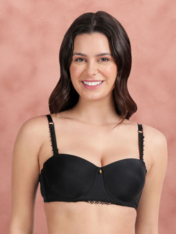 Shyaway - Black Beauty Lace Strap Padded Wired Balconette Bra