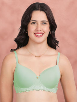 Shyaway - Bay Green Bottom Lace Padded Wired Bra