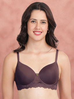 Shyaway - Rose Wine Bottom Lace Padded Wired Bra