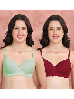 Shyaway - Bottom Lace Padded Wired Bra Multi-Color (Pack of 2)