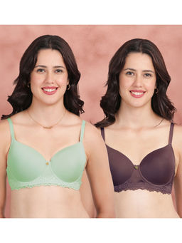 Shyaway - Bottom Lace Padded Wired Bra Multi-Color (Pack of 2)