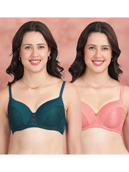 Shyaway - Half Lace Padded Wired Bra Multi-Color (Pack of 2)