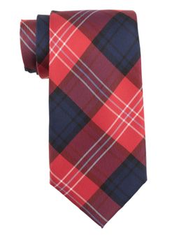 The Tie Hub - Red With Blue Checks Silk Necktie