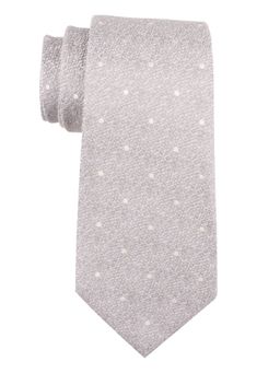The Tie Hub - Grey With White Polka 50% Silk And 50% Linen Necktie