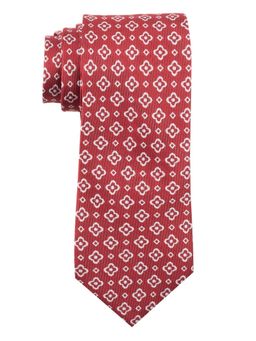 The Tie Hub - Red With White Floral Silk Necktie