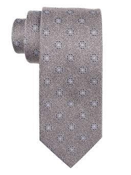 The Tie Hub - Grey Floral 50% Silk And 50% Wool Necktie