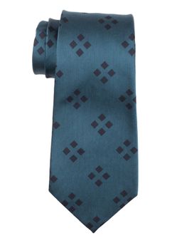 The Tie Hub - Teal Blue Geometric Silk Necktie