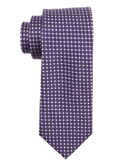 The Tie Hub - Purple With Pink Geometric Silk Necktie