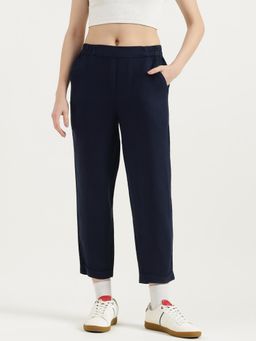 United Colors of Benetton - Women Navy Blue Solid Straight Fit Trouser