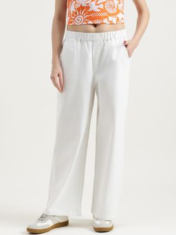 United Colors of Benetton - Women White Relaxed Fit Solid Trouser