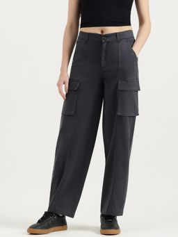 United Colors of Benetton - Women Grey Solid Straight Fit Cargo