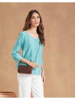 Fabindia - Brown Wood Clutch with Detachable Chain (M)