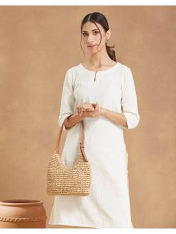 Fabindia - Beige Raffia Shoulder Bag