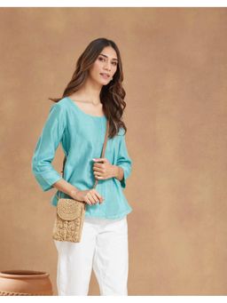 Fabindia - Beige Raffia Mobile Sling Bag