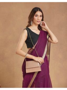 Fabindia - Gold Silk Blend Clutch with Detachable Chain (M)