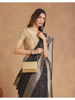 Fabindia - Gold Silk Blend Clutch with Detachable Chain (M)