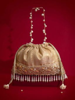 AMYRA - Vivaah Embellished Potli Bag-Gold