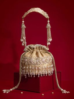 AMYRA - Vivaah Embellished Mini Potli Bag-Gold