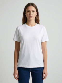GAIIA - White Cotton Solid Tshirt