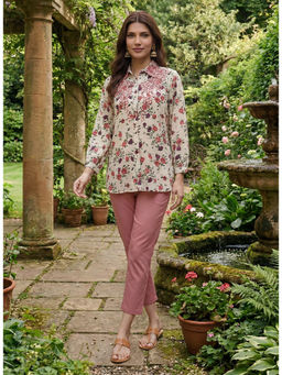 Lakshita - Pink Printed Moss Crepe Shirt for Women