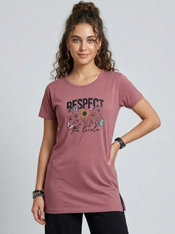 Vero Amore - Woman Long T-Shirt Best for Casual Wear Mauve