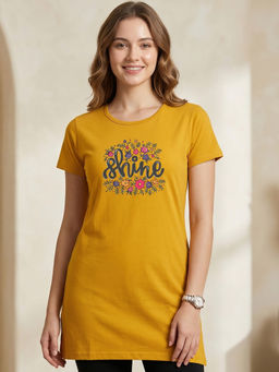 Vero Amore - Woman Long T-Shirt Best for Casual Wear Mustard
