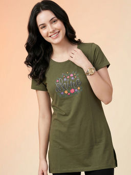 Vero Amore - Woman Long T-Shirt Best for Casual Wear Olive