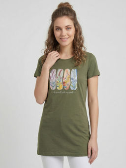 Vero Amore - Woman Long T-Shirt Best for Casual Wear Olive
