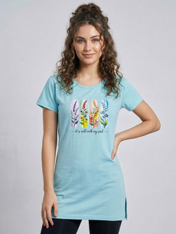 Vero Amore - Woman Long T-Shirt Best for Casual Wear Blue
