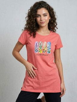 Vero Amore - Woman Long T-Shirt Best for Casual Wear Coral