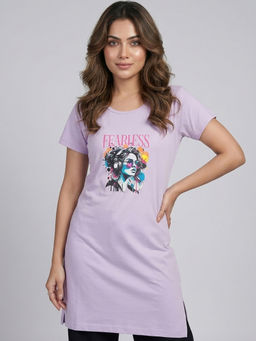 Vero Amore - Woman Long T-Shirt Best for Casual Wear Lavender
