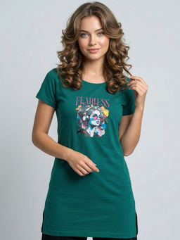 Vero Amore - Woman Long T-Shirt Best for Casual Wear Teal