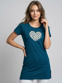 Vero Amore - Woman Long T-Shirt Best for Casual Wear Blue